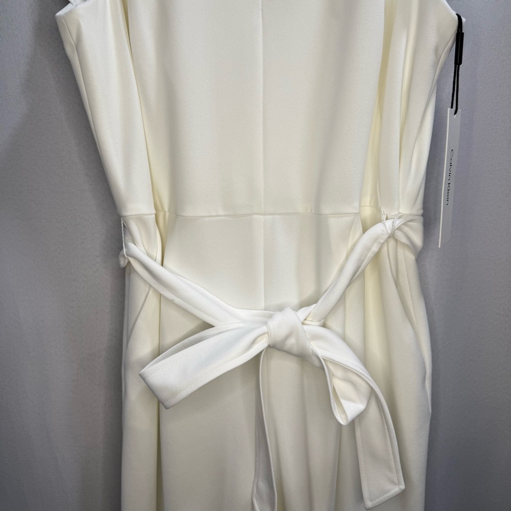 Calvin Klein Ivory Ruffle-Trim Jumpsuit - Picture 7 of 11